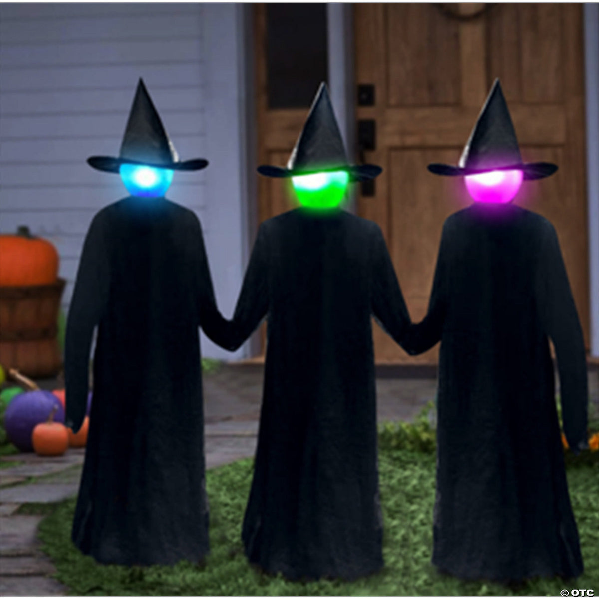  30" Luminated Lawn Witty Witches - Set Of 3