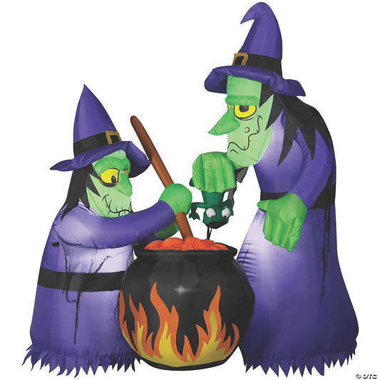  Airblown Double Bubble Witches With Cauldron Inflatable